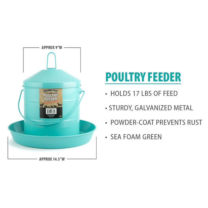 Double - Tuf 17 lb Painted Poultry Feeder, Seafoam Green - M332 - 3