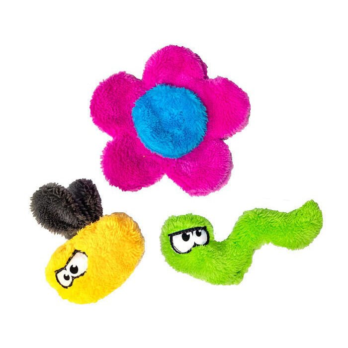 Duraplush Puppy Multi - Pack Dog Toys, Assorted Colors - CD2AT - Flower Toys - Small - 3 pack - 3