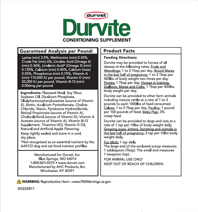 Durvite Multi-Species Conditioning Supplement, 25 lbs - 7VUX - Apple - 25 lbs - 2