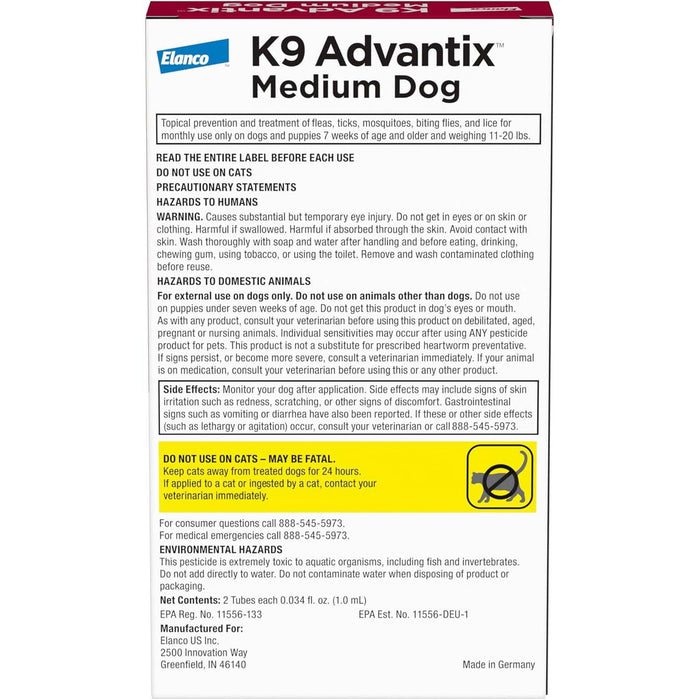 K9 Advantix Medium Dog 2pk  