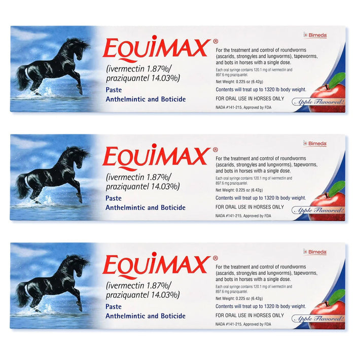 Equimax Horse Wormer Paste, Apple Flavored - N2E4-3 - 3 Pack - 4