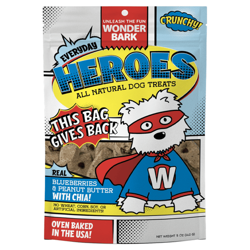 Everyday Heroes All Natural Crunchy Dog Treats – Healthy Grain - Free Small Batch Treats with Superfoods, Made in USA - WB2C - 5 oz - Heroes Blueberry + PB - 1