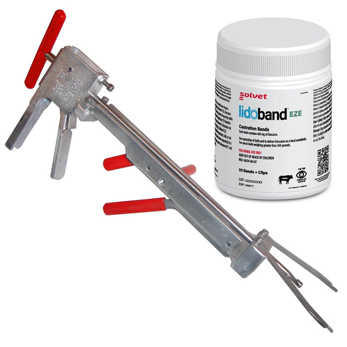 EZE Bloodless Cattle Band Castrator with Lidobands EZE + Clips, 20 ct - WDD17V1E-KIT - EZE Bloodless Castrator with 20 ct Lidobands EZE + Clips - 1