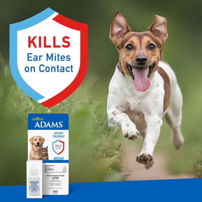 ADAMS Ear Mite Treatment For Dogs and Cats Over 12 Weeks, Soothing Aloe and Lanolin Formula, .5 Fl oz Size 0.5 fluid ounces