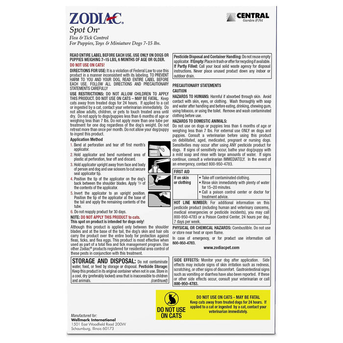 Zodiac Spot On Flea & Tick Control for Dogs & Puppies