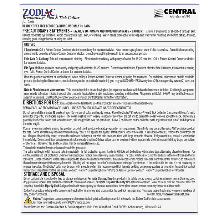 Zodiac Breakaway Flea and Tick Collar for Cats, 1 ct