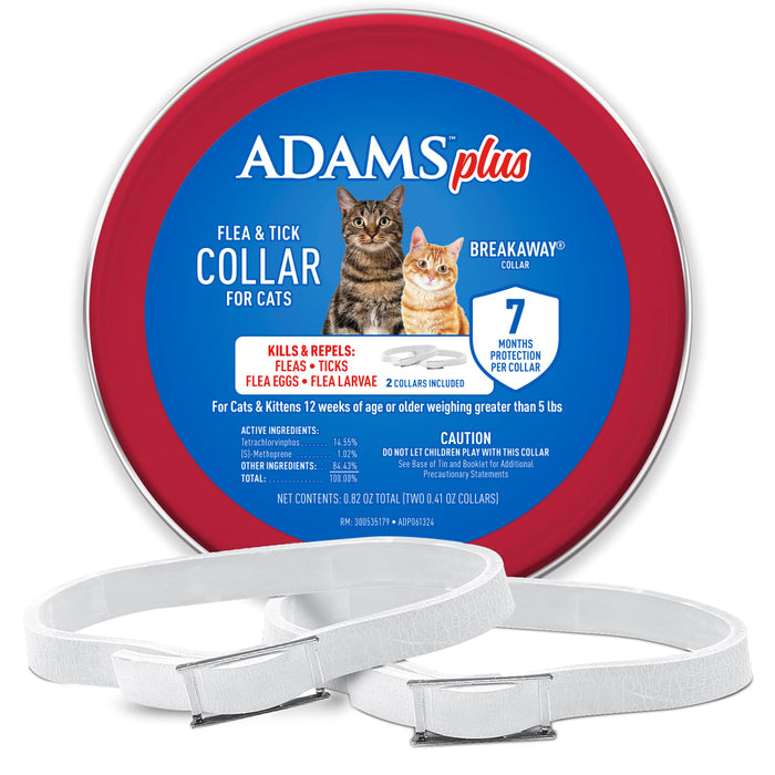 ADAMS Plus Flea & Tick Breakaway Collar for Cats, 2 Pack - 14 Months Protection