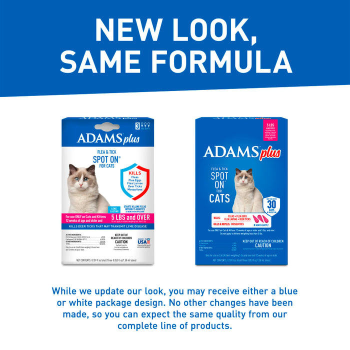 ADAMS Plus Flea & Tick Spot On for Cats, 3 Month Supply