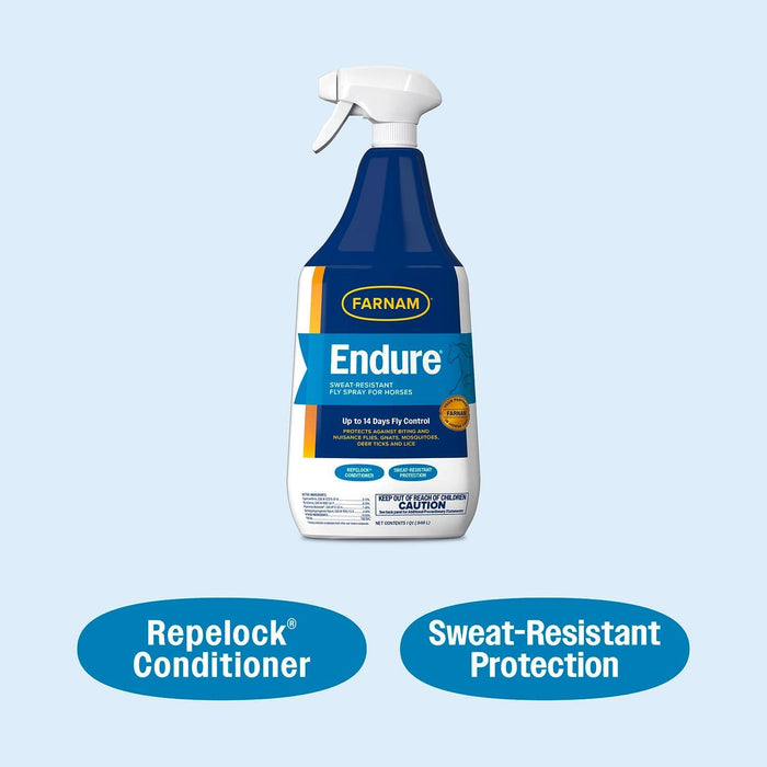 Farnam Endure Sweat - Resistant Fly Control Spray for Horses - FAEA - 32 oz - 6