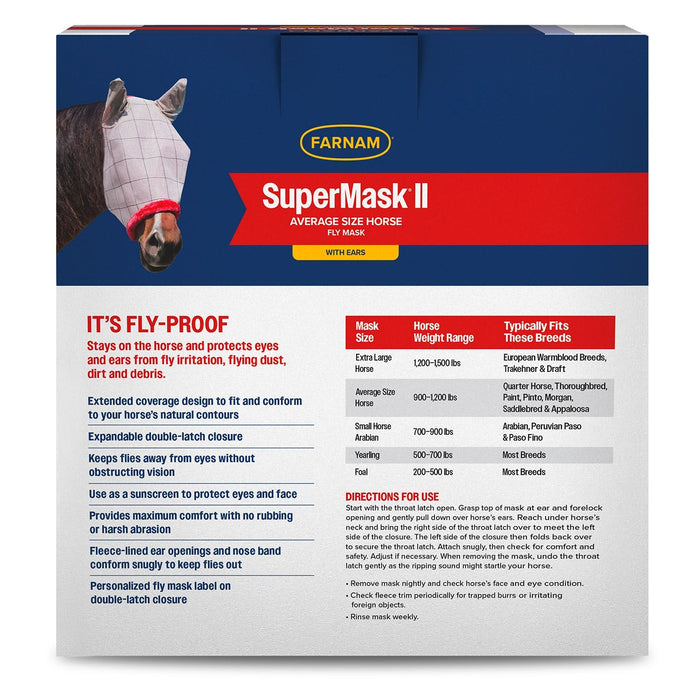 Farnam SuperMask II Classic Horse Fly Mask with Ears - FACZ - Horse - 15