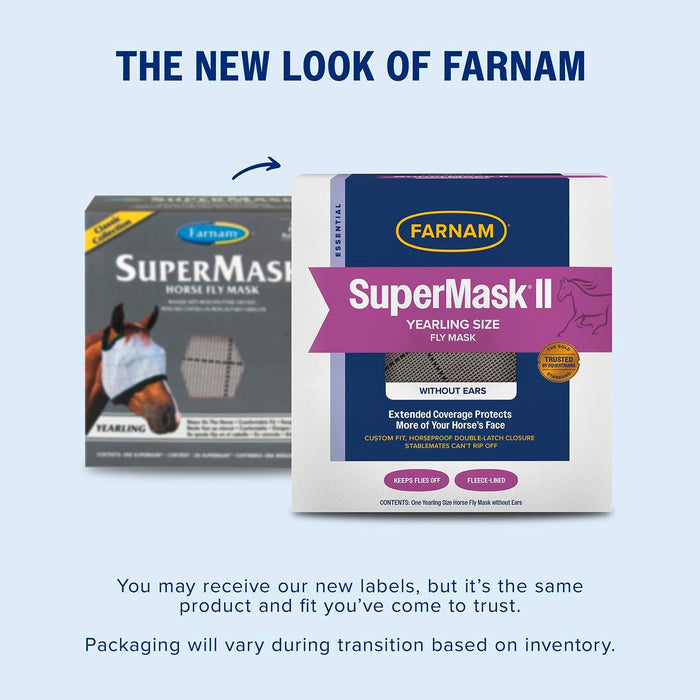 Farnam SuperMask II Horse Fly Mask without Ears - FACN - Yearling - White / Red Trim - 11