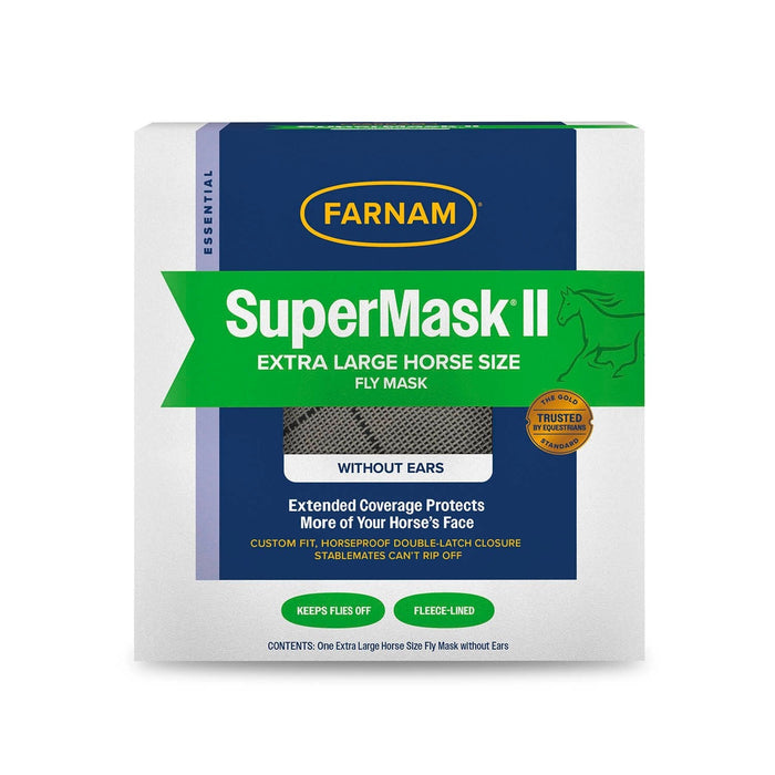 Farnam SuperMask II Horse Fly Mask without Ears - FACV - Draft - White / Red Trim - 17