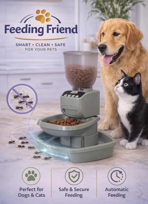 Feeding Friend Automatic Pet Feeder – Timed Portion Control Food & Water Dispenser for Cats and Dogs - RL33 - Taupe - Small - 1 - 34