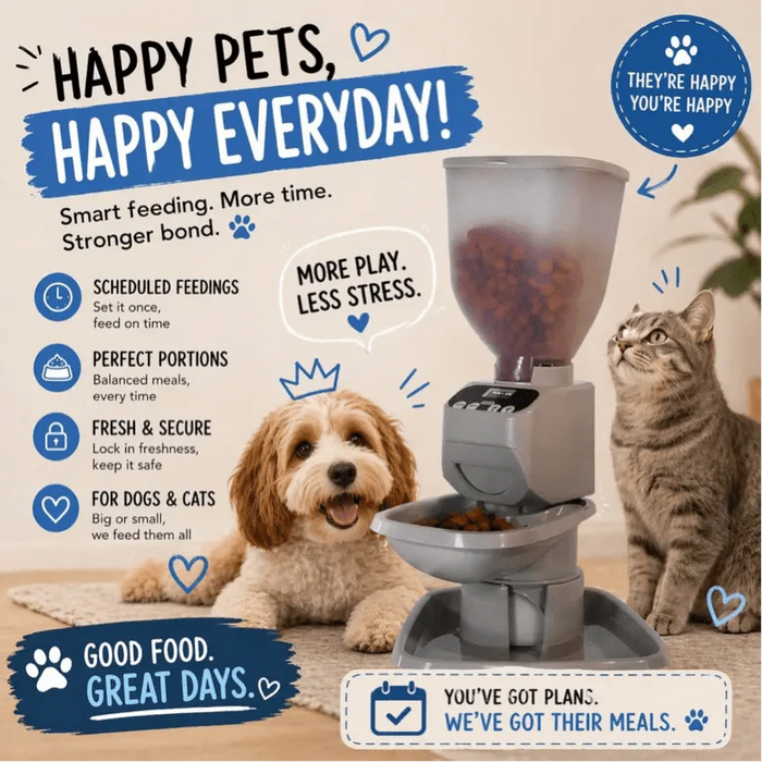 Feeding Friend Automatic Pet Feeder – Timed Portion Control Food & Water Dispenser for Cats and Dogs - RL33 - Taupe - Small - 1 - 28