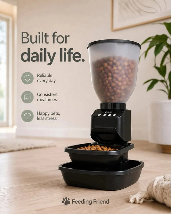 Feeding Friend Automatic Pet Feeder – Timed Portion Control Food & Water Dispenser for Cats and Dogs - RL33 - Taupe - Small - 1 - 26