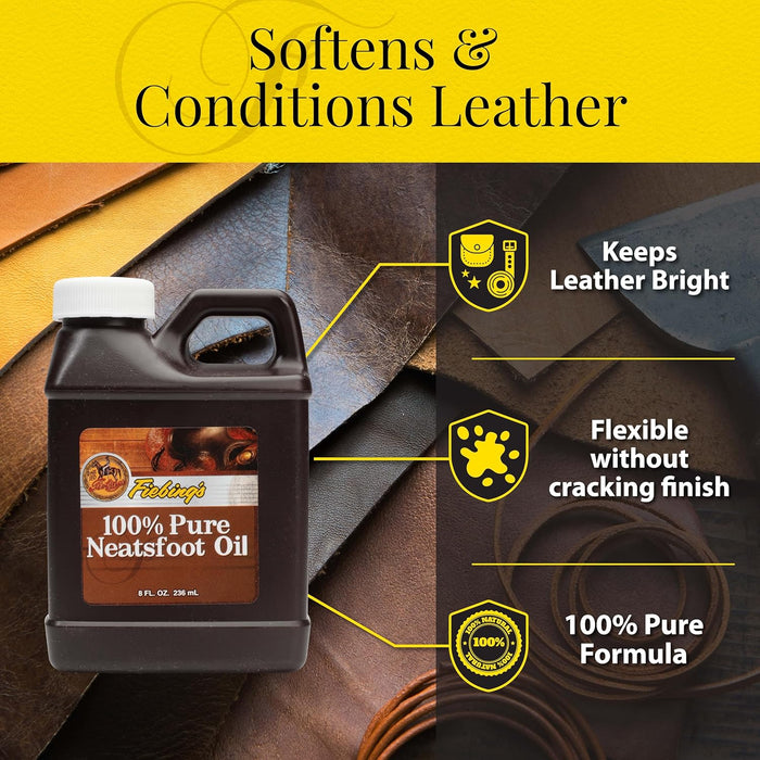 Fiebing’s 100% Pure Neatsfoot Oil – Leather Preserver & Conditioner - F1UK - 8 oz - 9