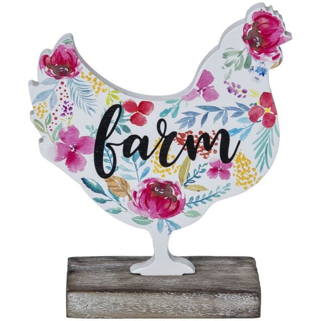 Floral Farm Chicken Tabletop Decor - JTIA9B - Multi - 1