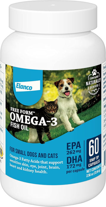 Free Form Omega - 3 Fish Oil Snip Tip Capsules - 015BAY-64523 - 60 ct - Small Dogs & Cats - 1