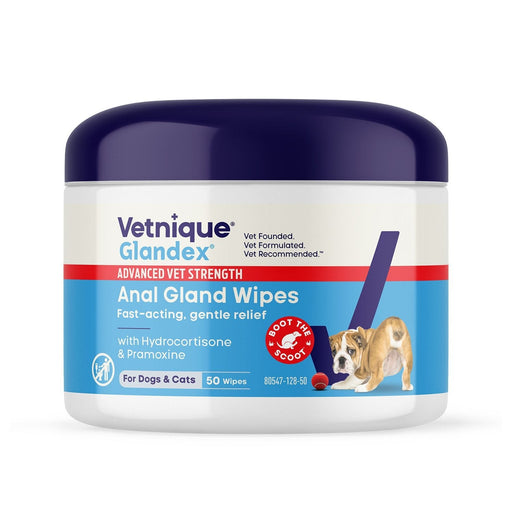 Glandex Advanced Vet Strength Anal Gland Health Wipes for Dogs and Cats, 50 count - VQLBA - 50 - 1