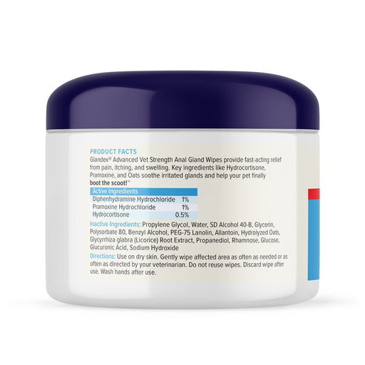 Glandex Advanced Vet Strength Anal Gland Health Wipes for Dogs and Cats, 50 count - VQLBA - 50 - 2