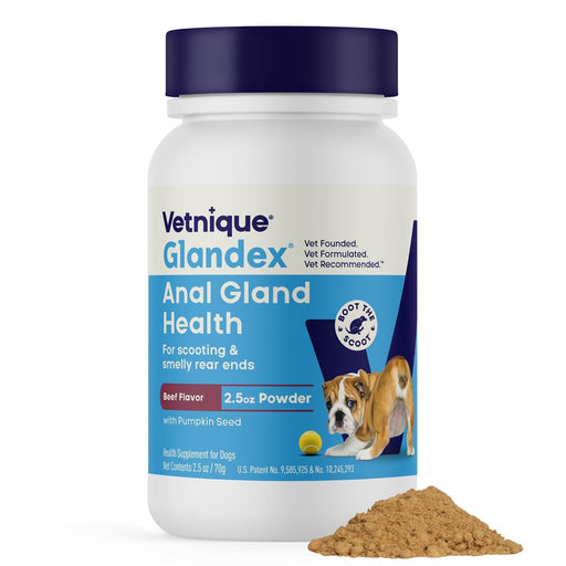 Glandex Anal Gland Health Powder for Dogs, Beef Flavored - VQLA9 - 2.5 oz - Beef Liver - 1
