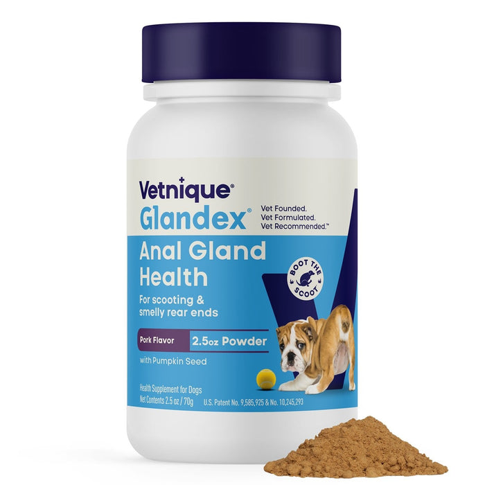 Glandex Anal Gland Health Powder for Dogs - VQLAJ - Pork Powder - 2.5 oz - 9
