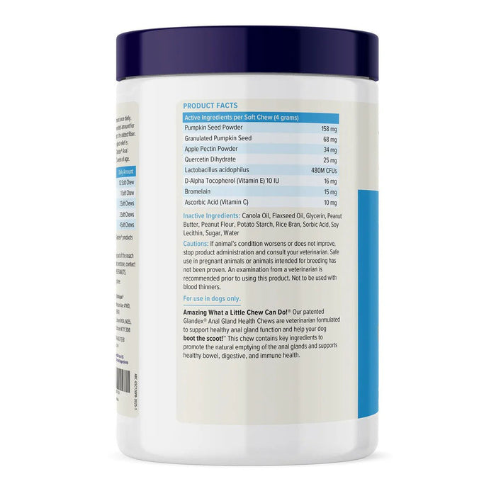 Glandex Anal Gland Health Soft Chews for Dogs, Peanut Butter Flavored - VQLA8 - Peanut Butter - 120 ct - 2