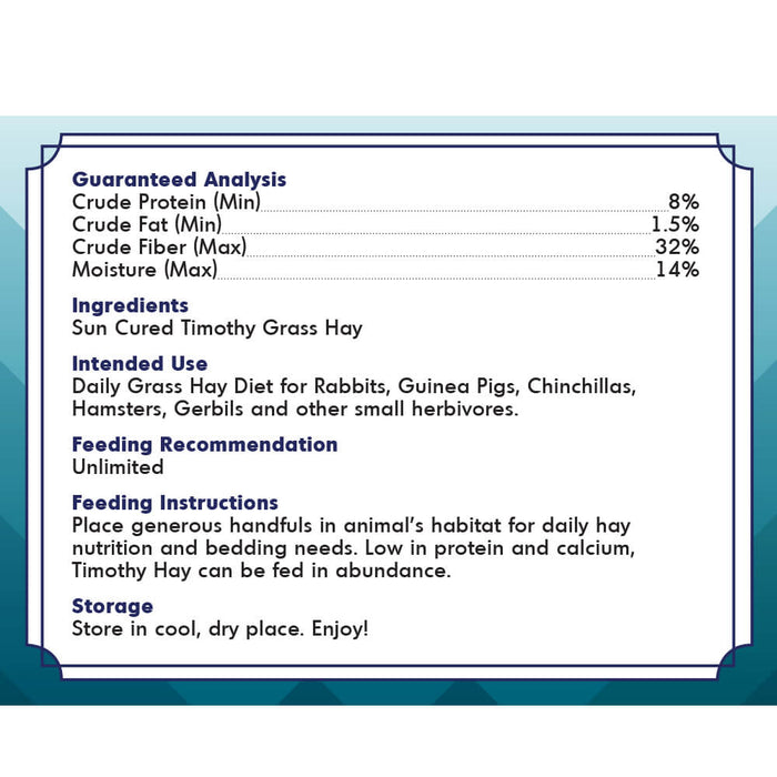 Grandpa’s Best Timothy Hay Loose or Bale – Premium High Fiber Small Pet Hay - 010BEST-06084 - 40 oz - Bale - Timothy - 6