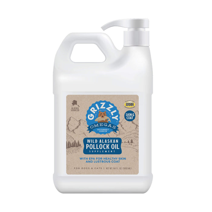 Grizzly Pollock Oil Dog Food Supplement - 2PXA - 64oz - 4