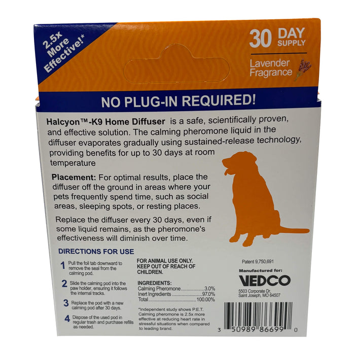 Halcyon K9 Calming Home Diffuser for Dogs Starter Kit & Refills - VEDBJ - Lavender - Starter Kit (30 Day Supply) - 2