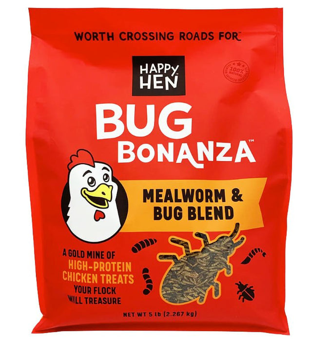Happy Hen Bug Bonanza, Mealworm & Bug Blend Chicken Treats - HHT1Q - 5 lbs - 4