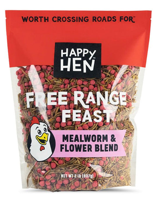 Happy Hen Free Range Feast Mealworm Blends for Chickens, 2 lb - HHT14 - Mealworm & Flower - 1