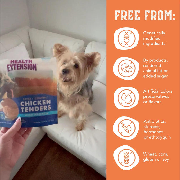 Health Extension Grain - Free Crispy Gourmet Chicken Tenders Natural Dog Treats, 4 oz - HE2AD - 4 oz - Chicken - 6