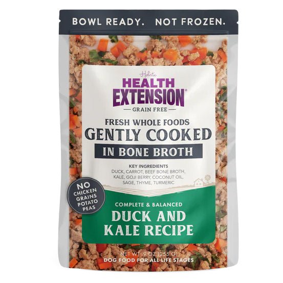 Health Extension Grain - Free Dog Food Pouches - Gently Cooked in Bone Broth - HE2AS - Duck & Kale - 9 oz - 1 Pouch - 14