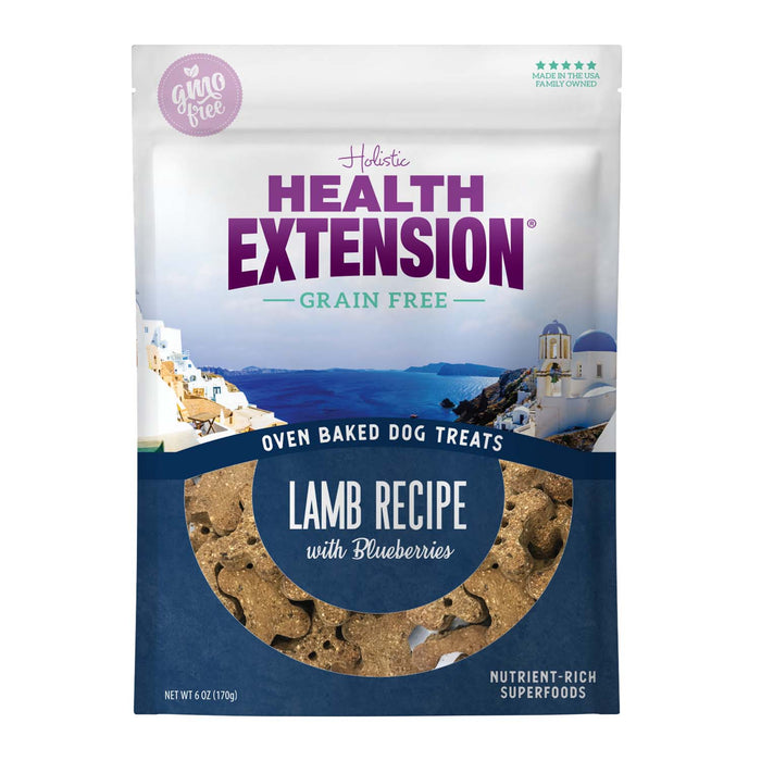 Health Extension Grain - Free Oven Baked Dog Treats, 6 oz - HE2AL - 6 oz - Lamb & Blueberries - 7