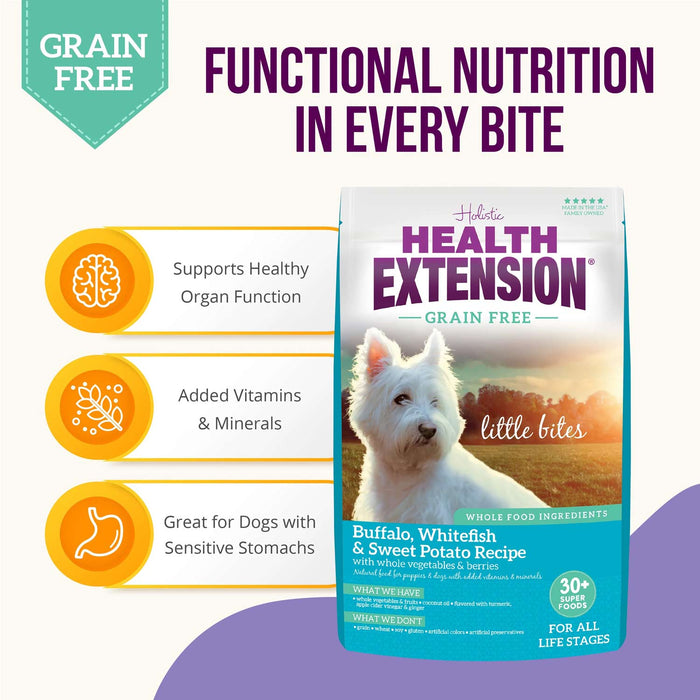 Health Extension Grain - Free Venison Little Bites Small Breed Dry Dog Food - HE2M - Buffalo Whitefish & Sweet Potato - 3.5 lb - 16