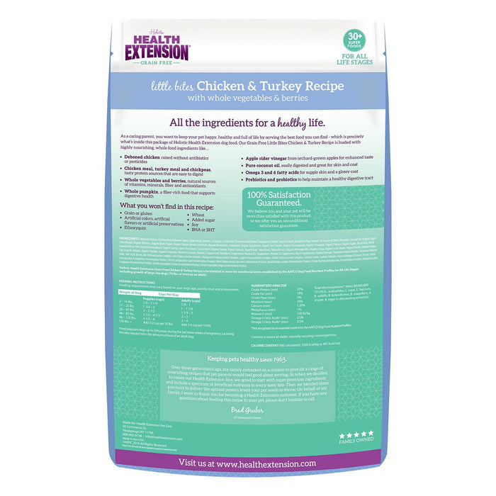 Health Extension Grain - Free Venison Little Bites Small Breed Dry Dog Food - HE2Q - Chicken & Turkey - 3.5 lb - 24