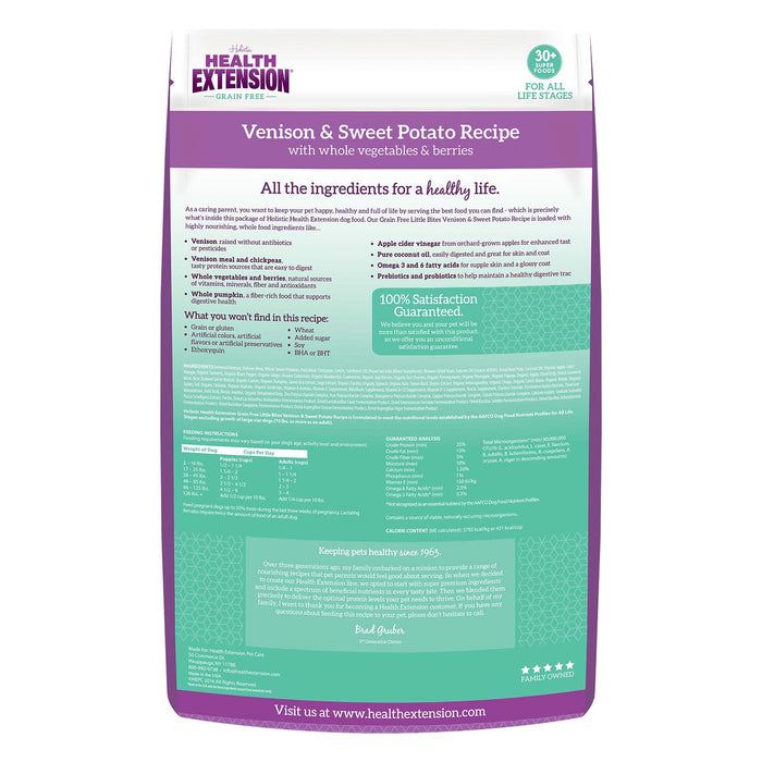 Health Extension Grain - Free Venison Little Bites Small Breed Dry Dog Food - HE2W - Venison & Sweet Potato - 3.5 lb - 2