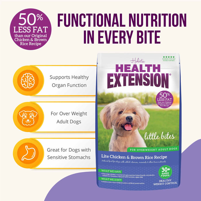 Health Extension Little Bites Lite Chicken & Brown Rice Recipe Small Breed Dry Dog Food - HE2E - 15 lb - Lite Chicken & Brown Rice - 5