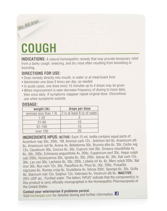 Nvb1 HomeoPet® Cough Remedy for Dogs & Cats, 15 mL — Pet Supplies 4 Less