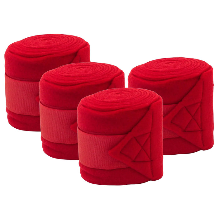 Horse Sense Fleece Polo Wraps - Reusable Set of 4 - NEWF - Red - 4 3/4"W x 9'L - 4 ct - 5