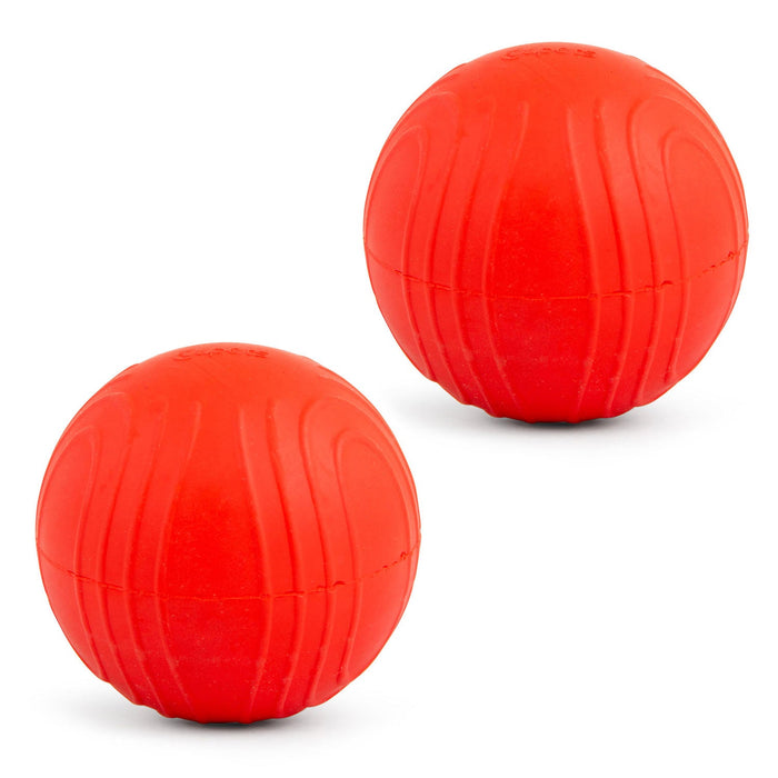Jeffers Red Bouncing Ball with Waves Natural Rubber Dental Dog Chew Toy for Energetic Play