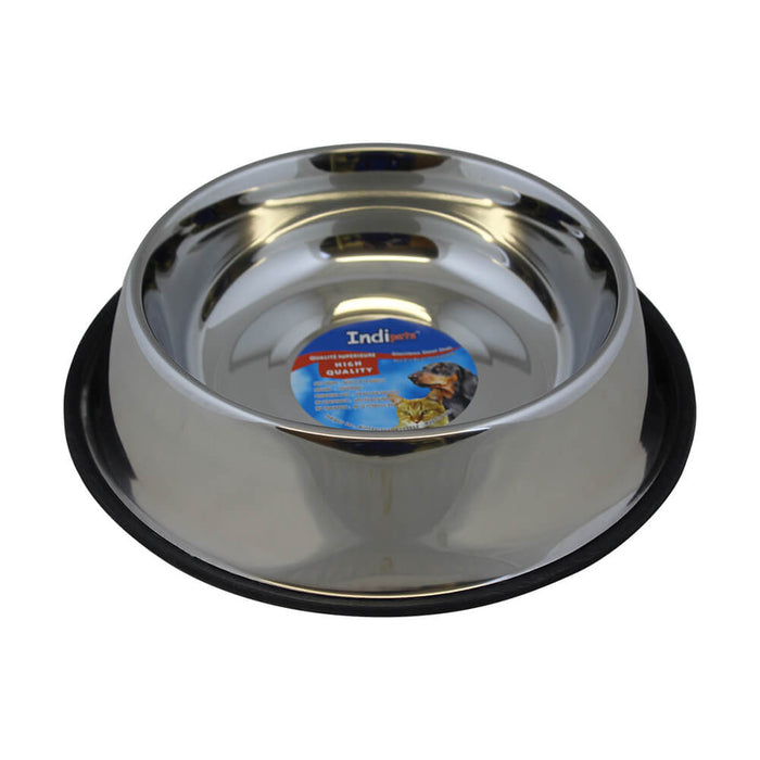 Indipets Non - Tip Stainless Steel Bowl - 010CL-WSSW-9 - 96 oz - 3