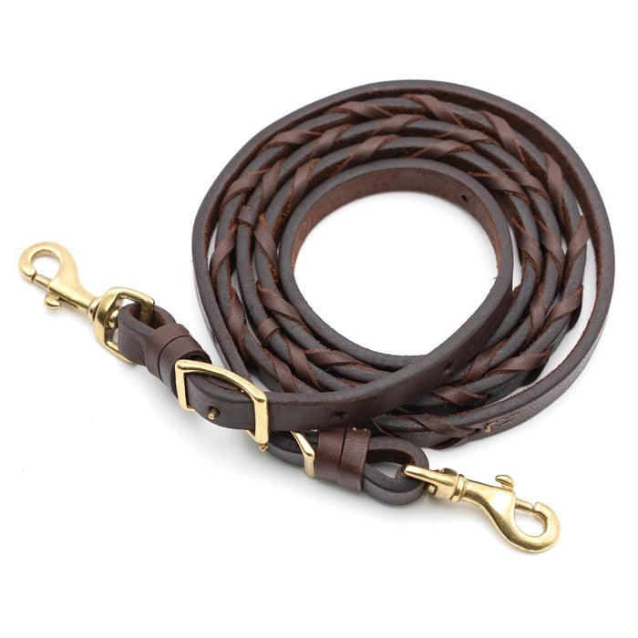 Jeffers LuxeLeather Heavy Oiled Laced Barrel Rein for Horses