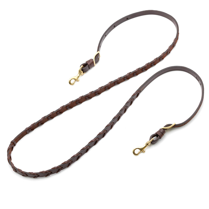 Jeffers LuxeLeather Heavy Oiled Laced Barrel Rein for Horses