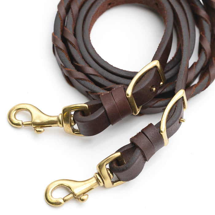 Jeffers LuxeLeather Heavy Oiled Laced Barrel Rein for Horses