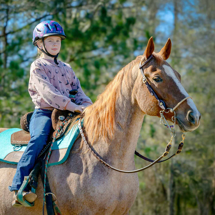 Jeffers LuxeLeather Heavy Oiled Laced Barrel Rein for Horses