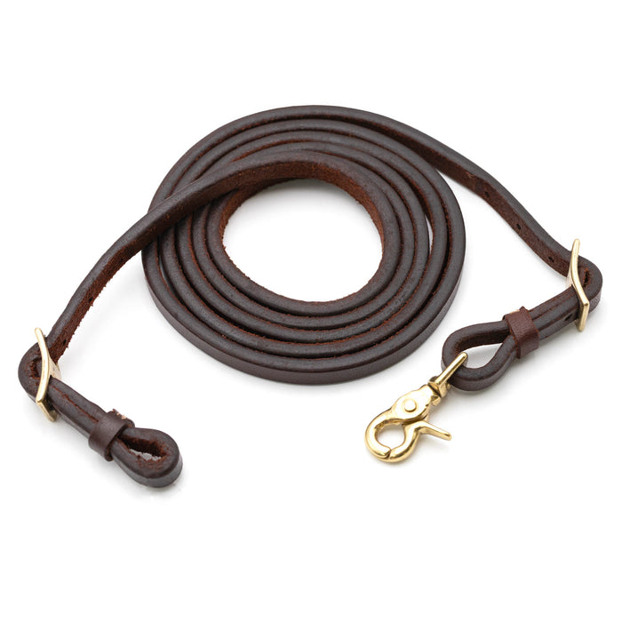 Jeffers LuxeLeather Heavy Oiled Adjustable Roping Rein with Scissor Snap for Horses