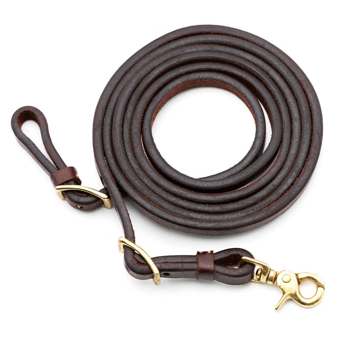 Jeffers LuxeLeather Heavy Oiled Adjustable Roping Rein with Scissor Snap for Horses