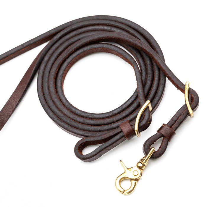 Jeffers LuxeLeather Heavy Oiled Adjustable Roping Rein with Scissor Snap for Horses